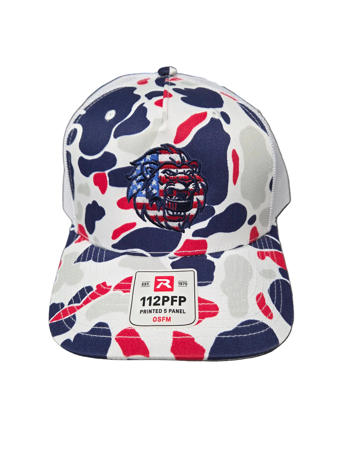 Patriotic Lion Head Trucker Hat-Richardson 112