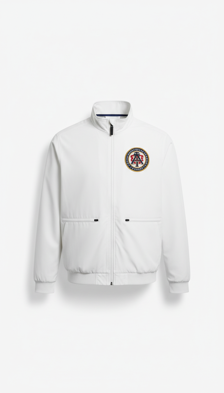 Ice White Team Outerwear Jacket With Vintage Patch